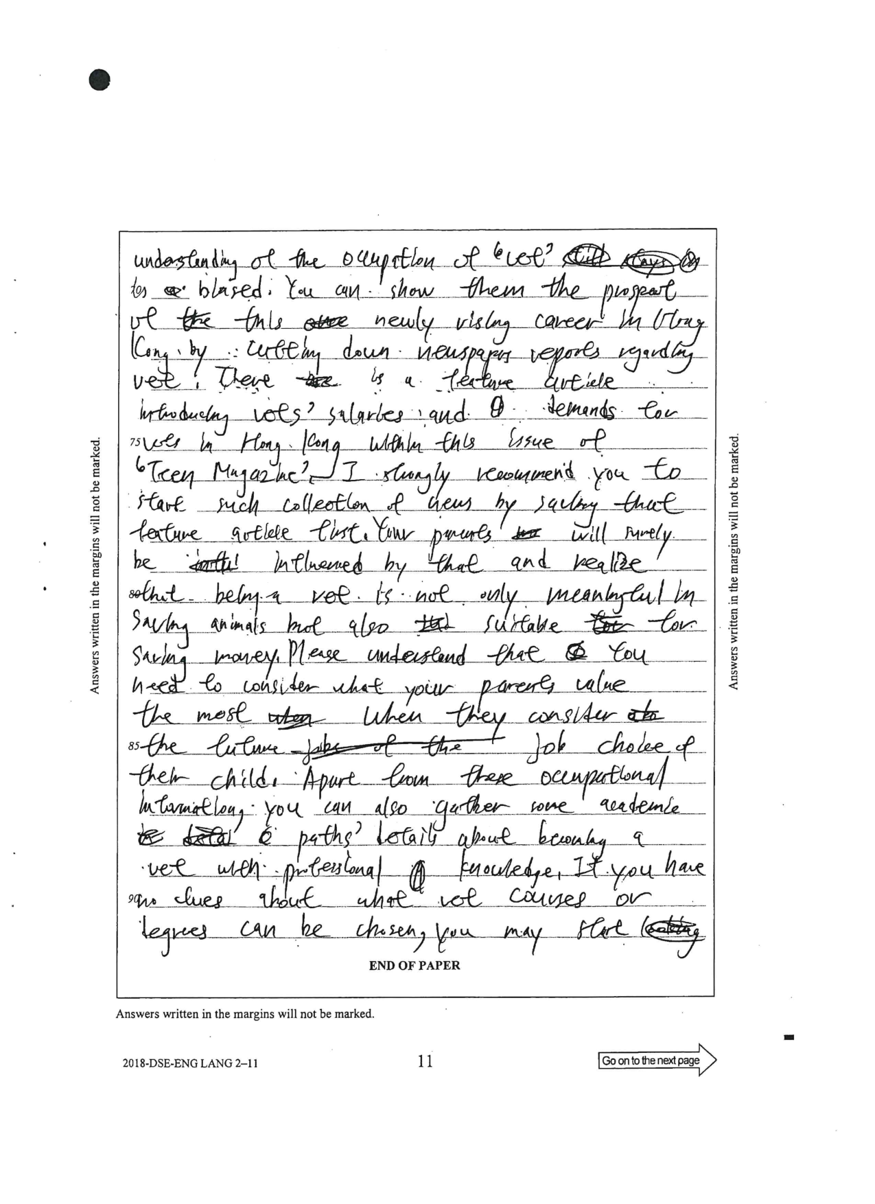 Booklet p.11 - newspaper evidence and what parents value