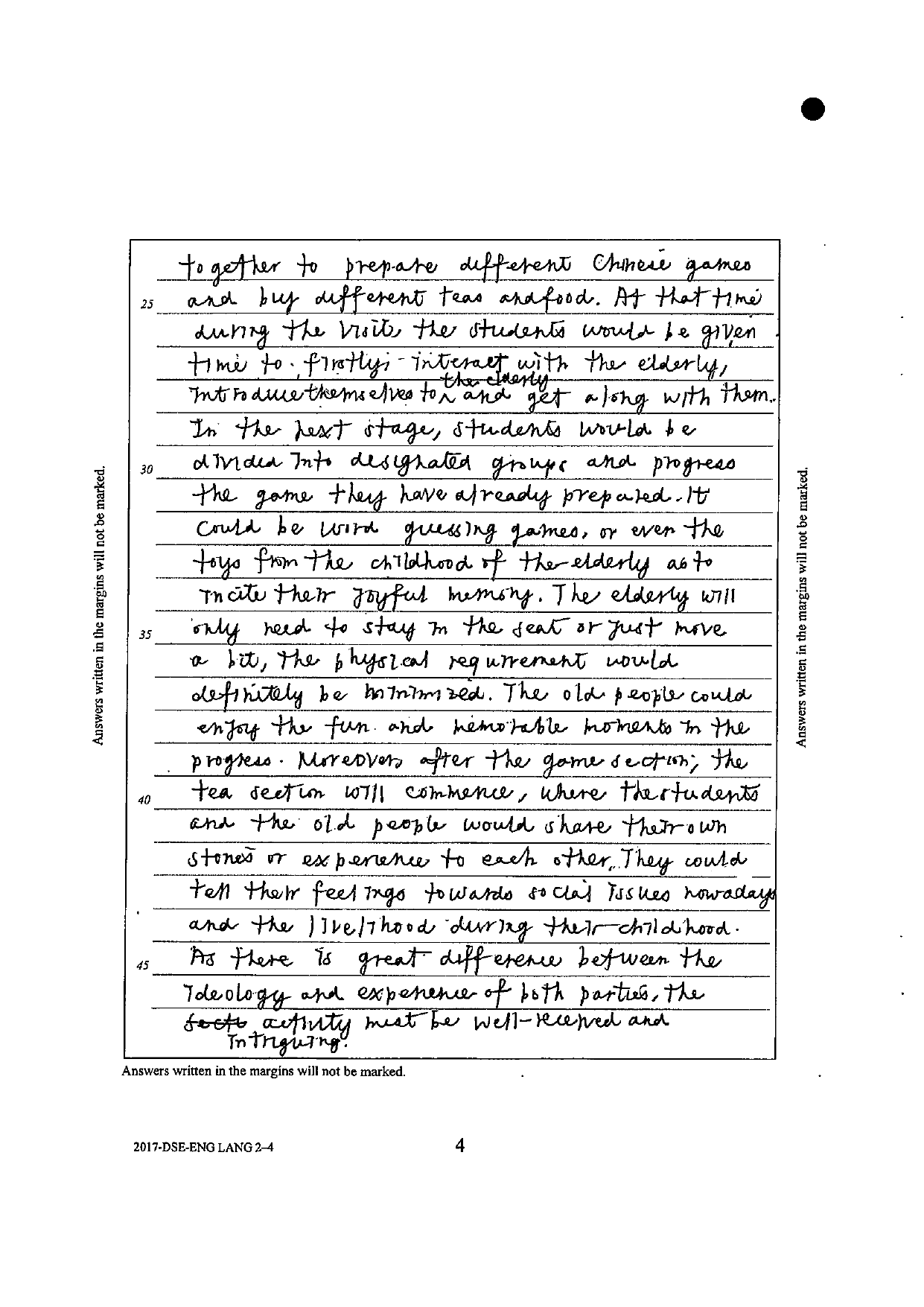 Page 4 — two-stage activity design (games then tea)