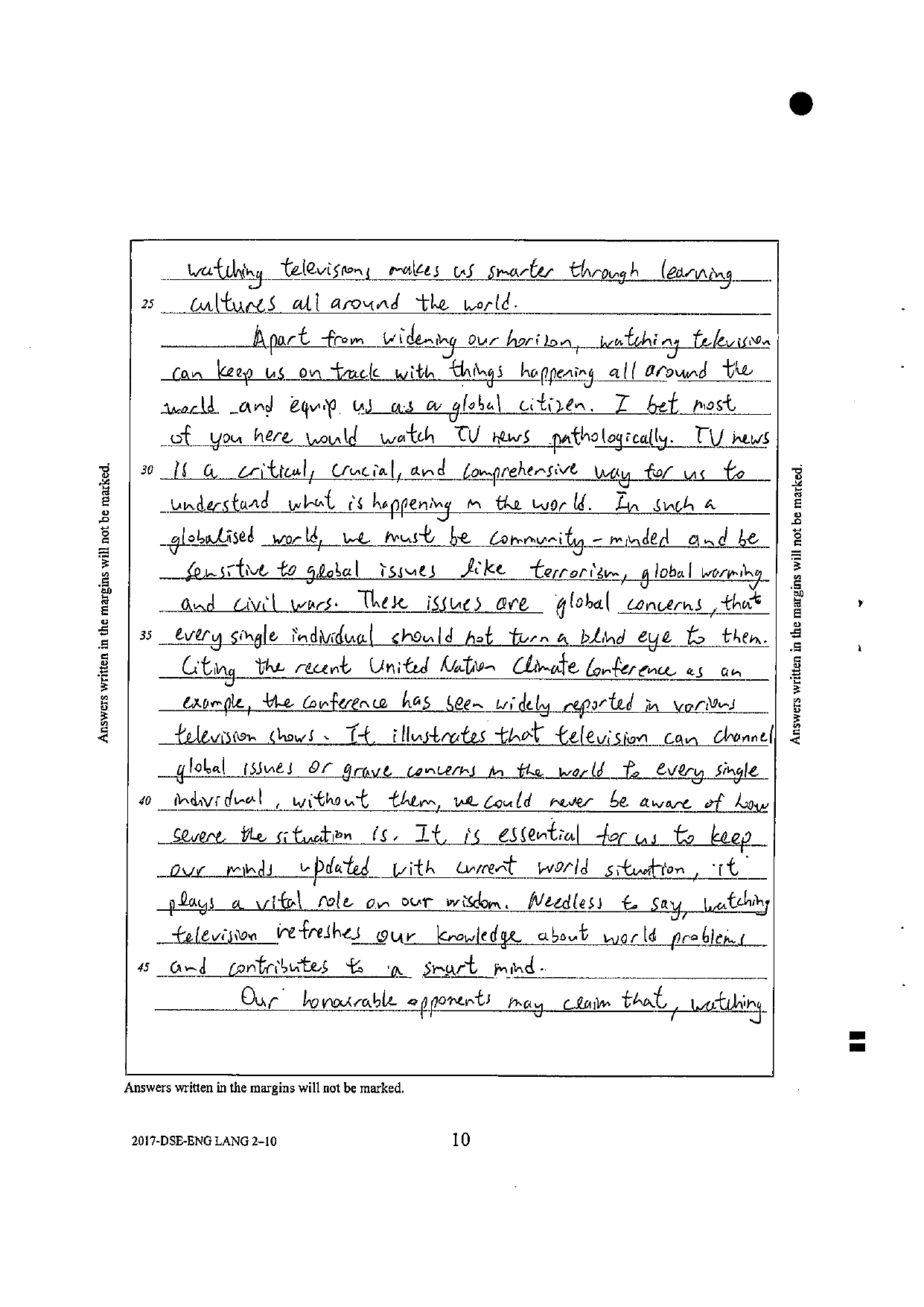Page 28 — second reason (world citizenship via TV news)
