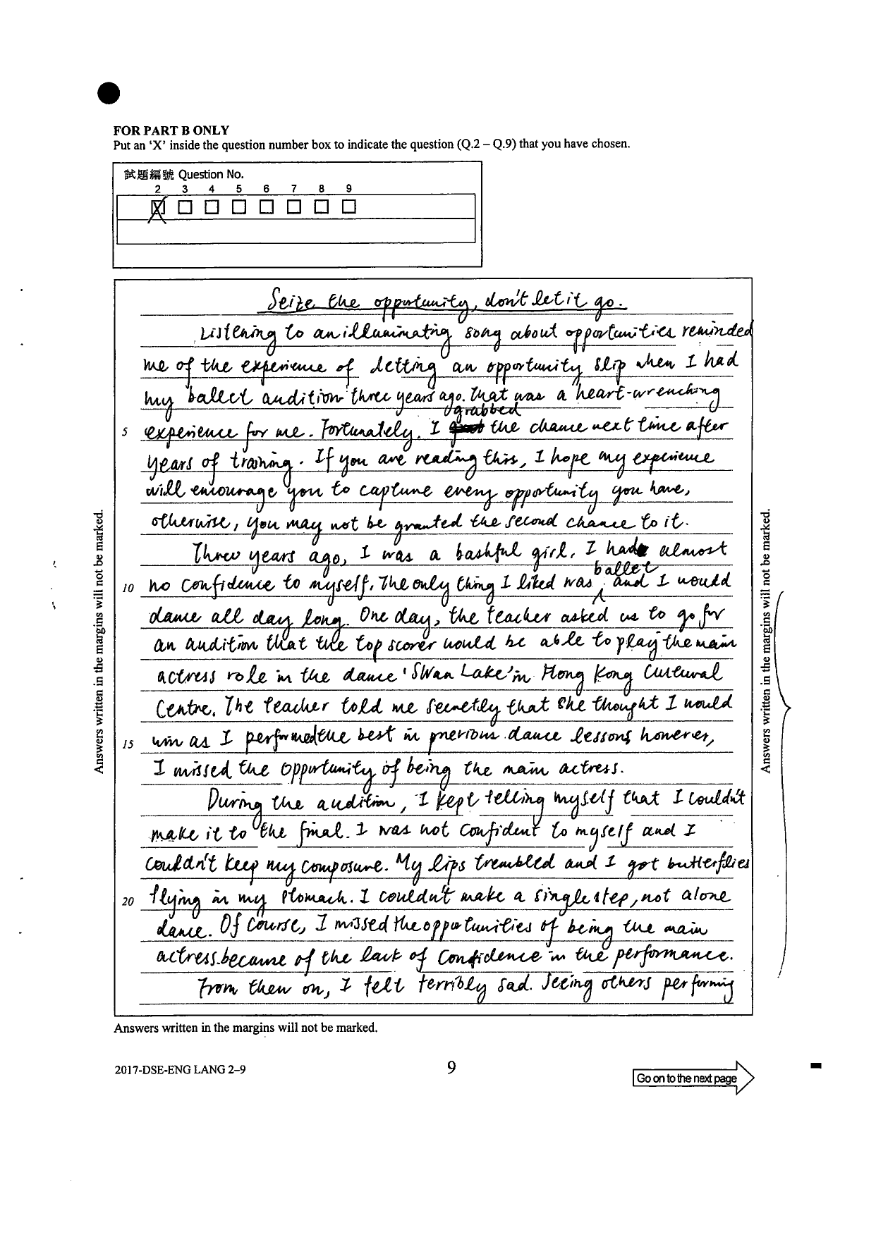 Page 27 — title, framing intro, the missed audition begins
