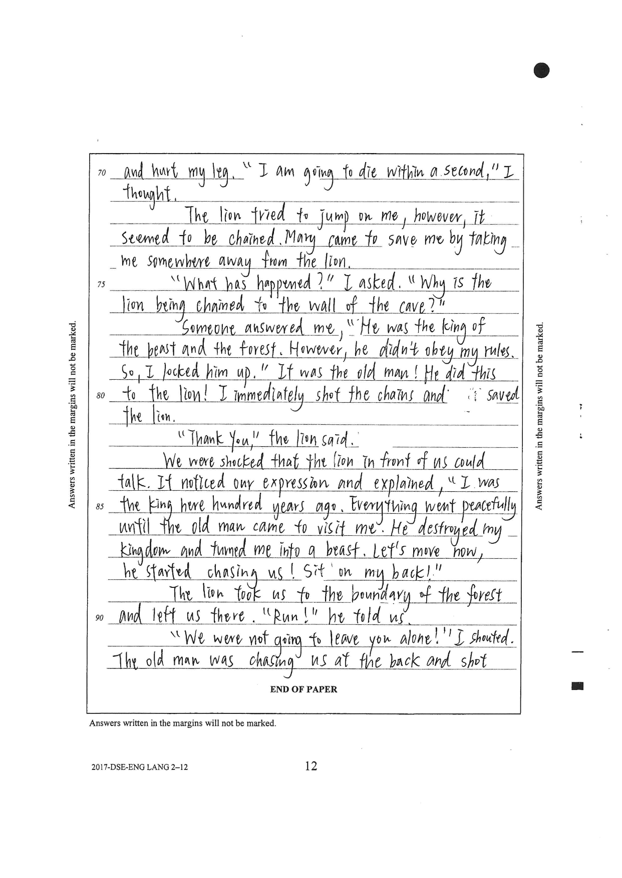 Page 38 — the chained lion, the old man’s story, escape