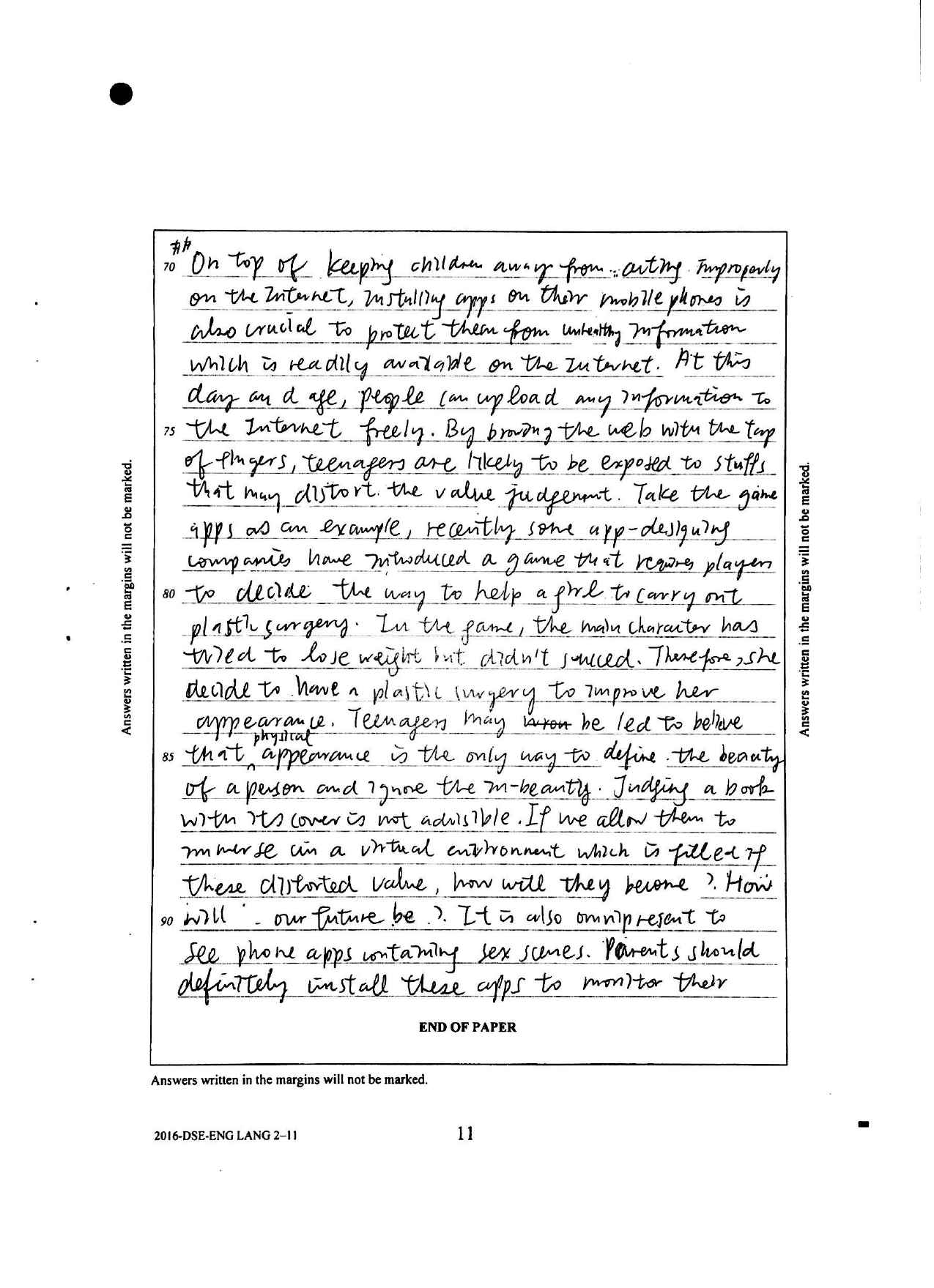 Booklet p.11 — third reason (distorted values, plastic-surgery game)